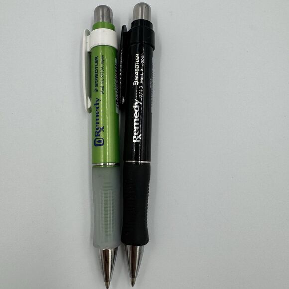 Lot of 2 Staedtler Black Green Remedy 9713 9713A Ballpoint Pen Vintage - Picture 1 of 2